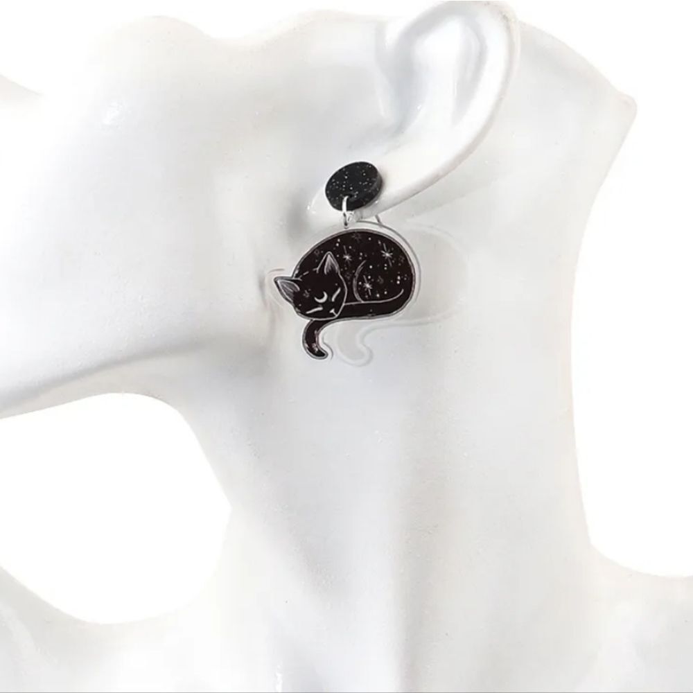 NWOT Night Sky Cat Earrings